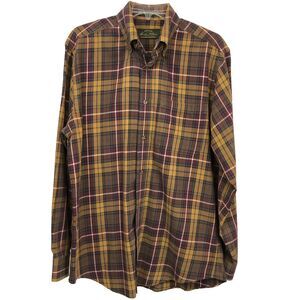 Orvis Men's Sz M Long Sleeve Plaid Button Down 80/20 Cotton Wool Shirt Signature